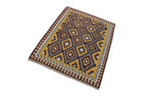 Flat Weave Kilim Antique Navaho Vintage handmade Geometric Kilim Brown Blue Hand-Woven Rectangle 100% Wool Area Rug 6x8